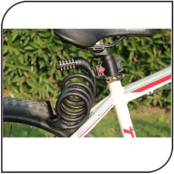High quality 5 Digital Cable Bike Lock 1200mAh Anti-theft combination bicycle cable lock with password bike lock