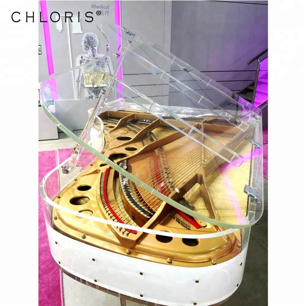 Lucite and Transparent Semi Concert Acrylic Grand Piano 238 with white rim the concert piano