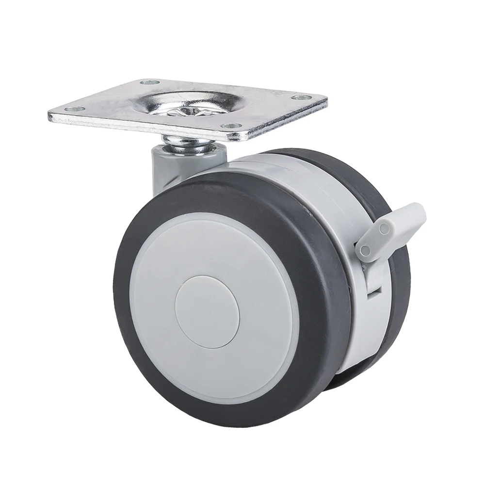 ECO TPR Furniture Medical Casters Friendly Top Plate 3 Inch 51mm*41mm 65mm*55mm 61.4mm 50kg 72mm 87mm Top Plate with Brake