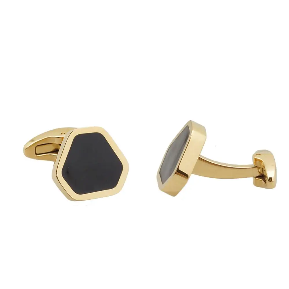 Fashion Polygonal Cufflinks Black Enamel Octagon Custom Vintage Metal Cufflinks