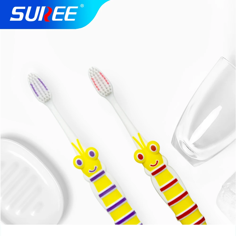 BANNER Premium Kids Ultra Fine Soft Bristle Toothbrush Baby Little Bee Carton Animal Children Tooth Brush With Plastic Box