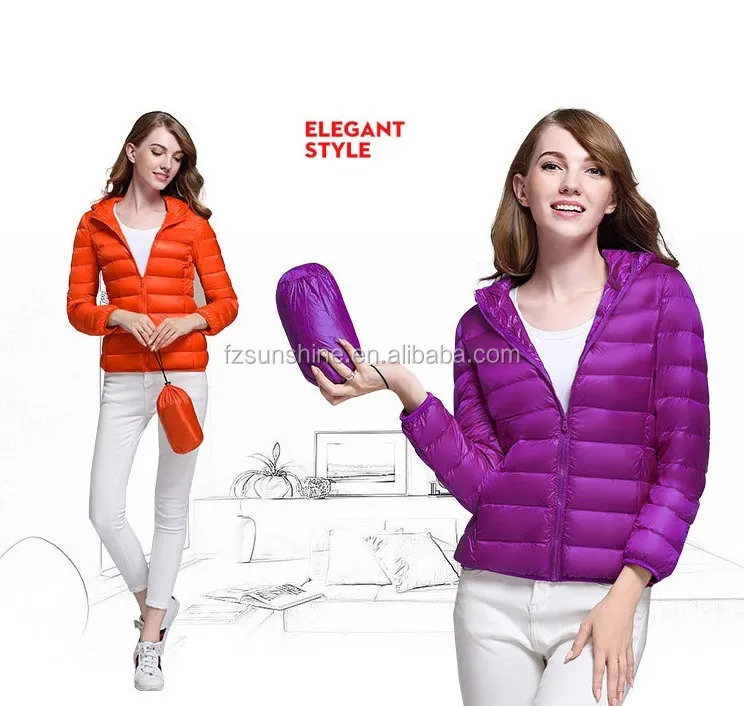 2023 Women Ultra Lightweight Foldable Jacket with portable bag White Duck Down Jacket Hooded