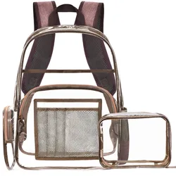 Fashion 2pcs Set Transparent Clear PVC Bag Backpack