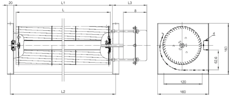 
GL 60xL,GL 65xL,GL 120xL cross flow fan heater 60120 tangential fan 