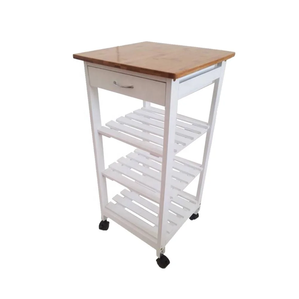 МДФ Кухонная Тележка 4 круглый Ланч-бокс 1 ящик для хранения Кухонная Тележка