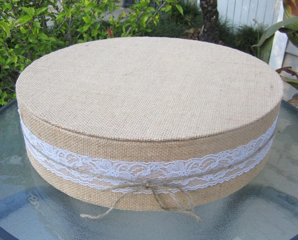 Burlap & Lace Round Wedding Cake Stand