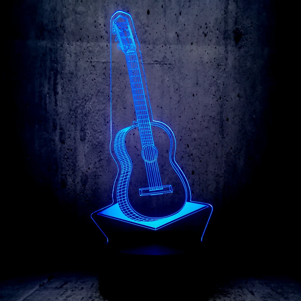 Creative POP Country Music Guitar 3D USB LED Lamp 7 Color Change RGB Night Light Bedroom Decor Lighting Musical Instruments