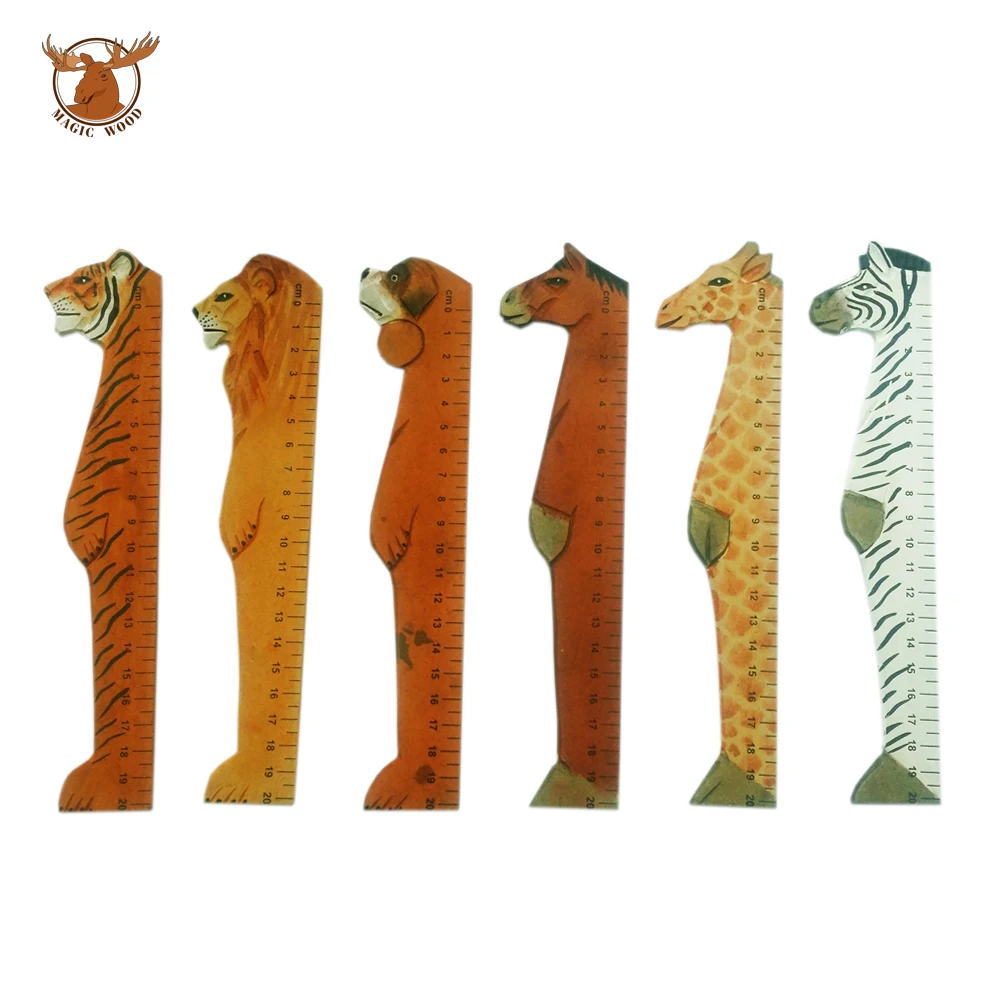 
wooden animal shaped straight ruler Cute funny school handicraft carving 