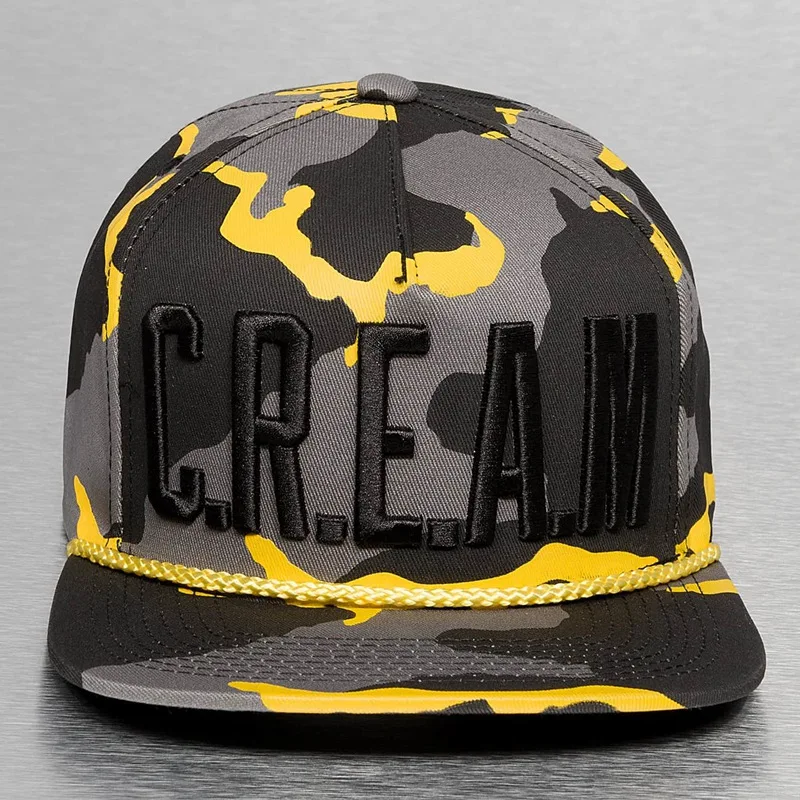 Hat Factory Custom Embroidered 5 Panel Camo Rope Bill Camouflage Running Snapback Caps