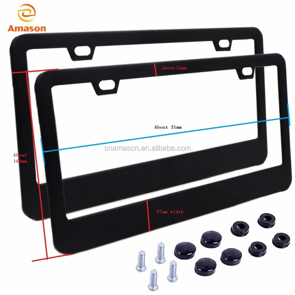 Matt black powder coating 2 hole US standard license plate frame