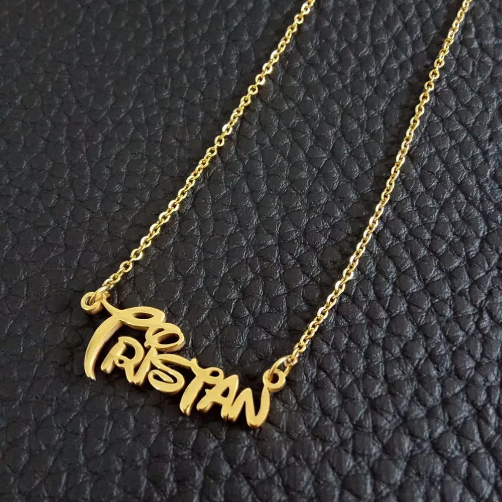 Stainless steel chain necklace name necklace personalized gold pendant