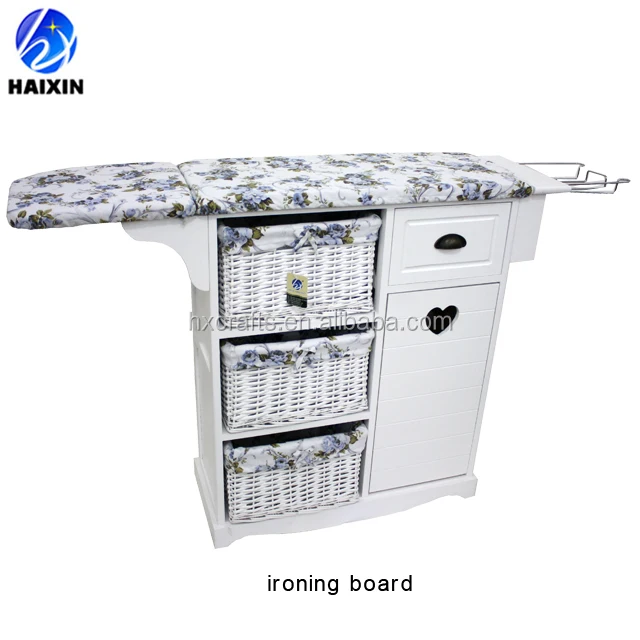 Складная гладильная доска/настольный кабинет плетеными ящиками