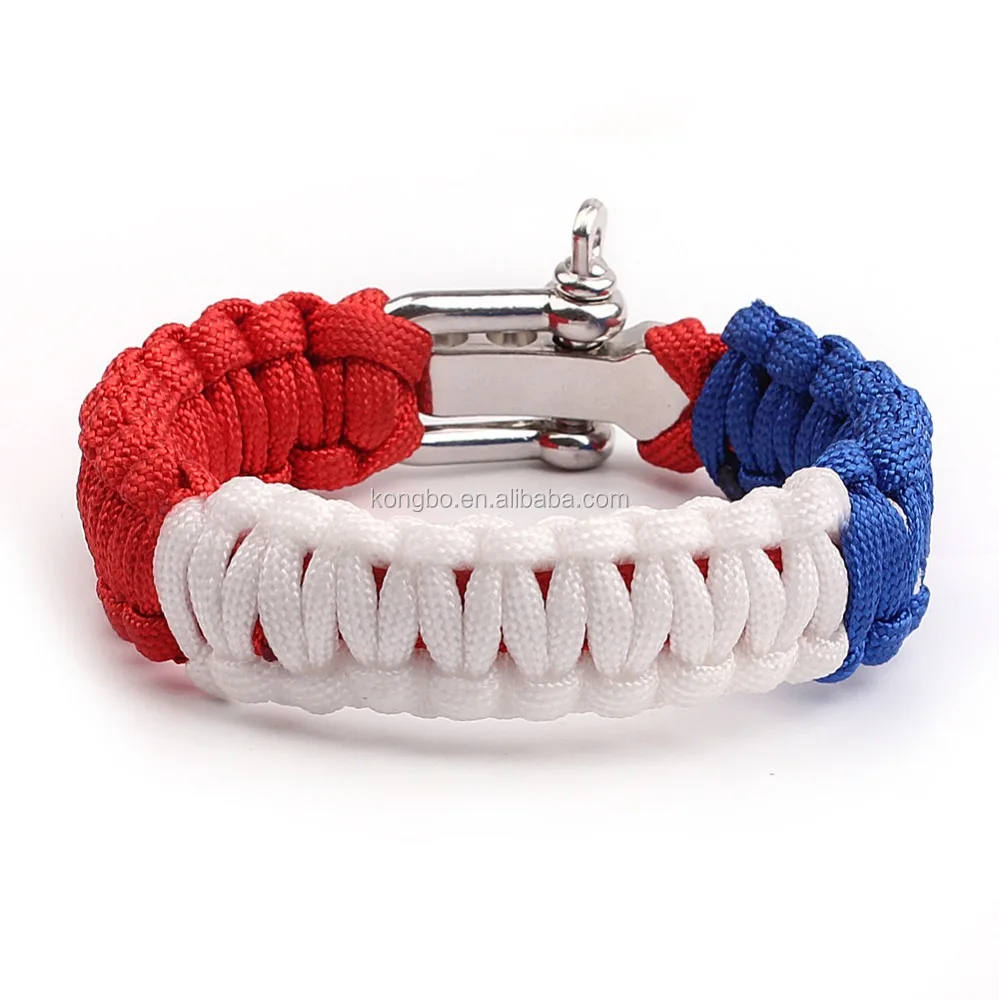 KongBo wholesale outdoor adjustable metal buckle paracord bracelet clasp for american flag