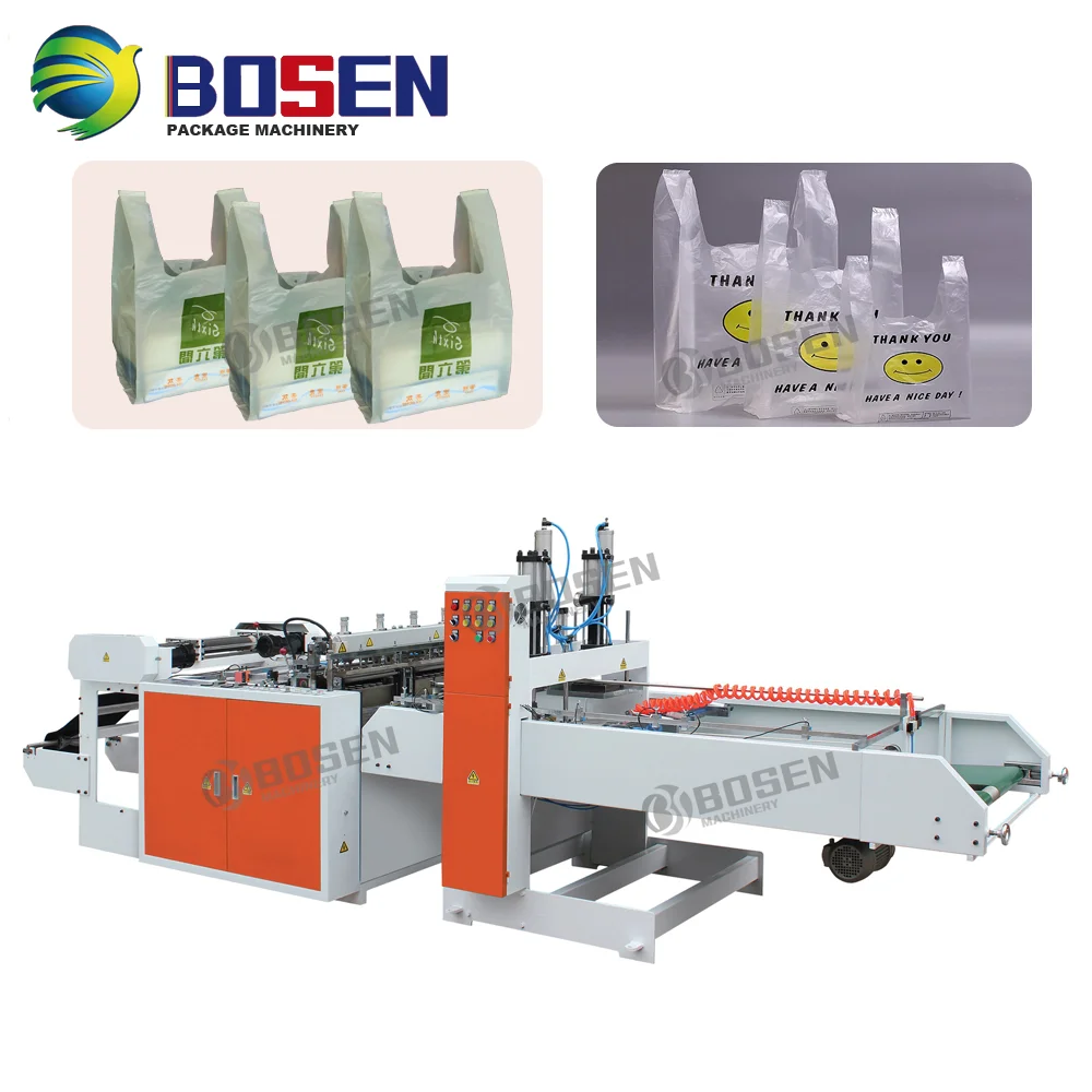 Plastic shopping bag making machine/HDPE Vest T-shirt shopping bag making machine/cold cutting hot sealing