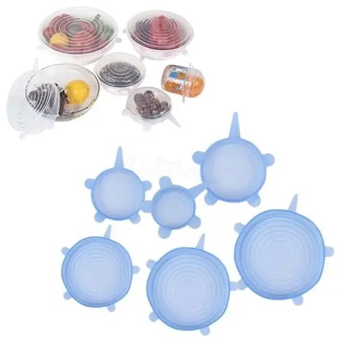 Эластичные крышки из пищевого силикона 6 шт. в упаковке