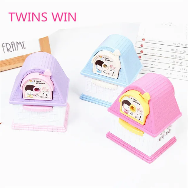 Японские школьные детские канцелярские товары имена цветная печатная Пластиковая точилка для карандашей в форме домика лучшего качества 267