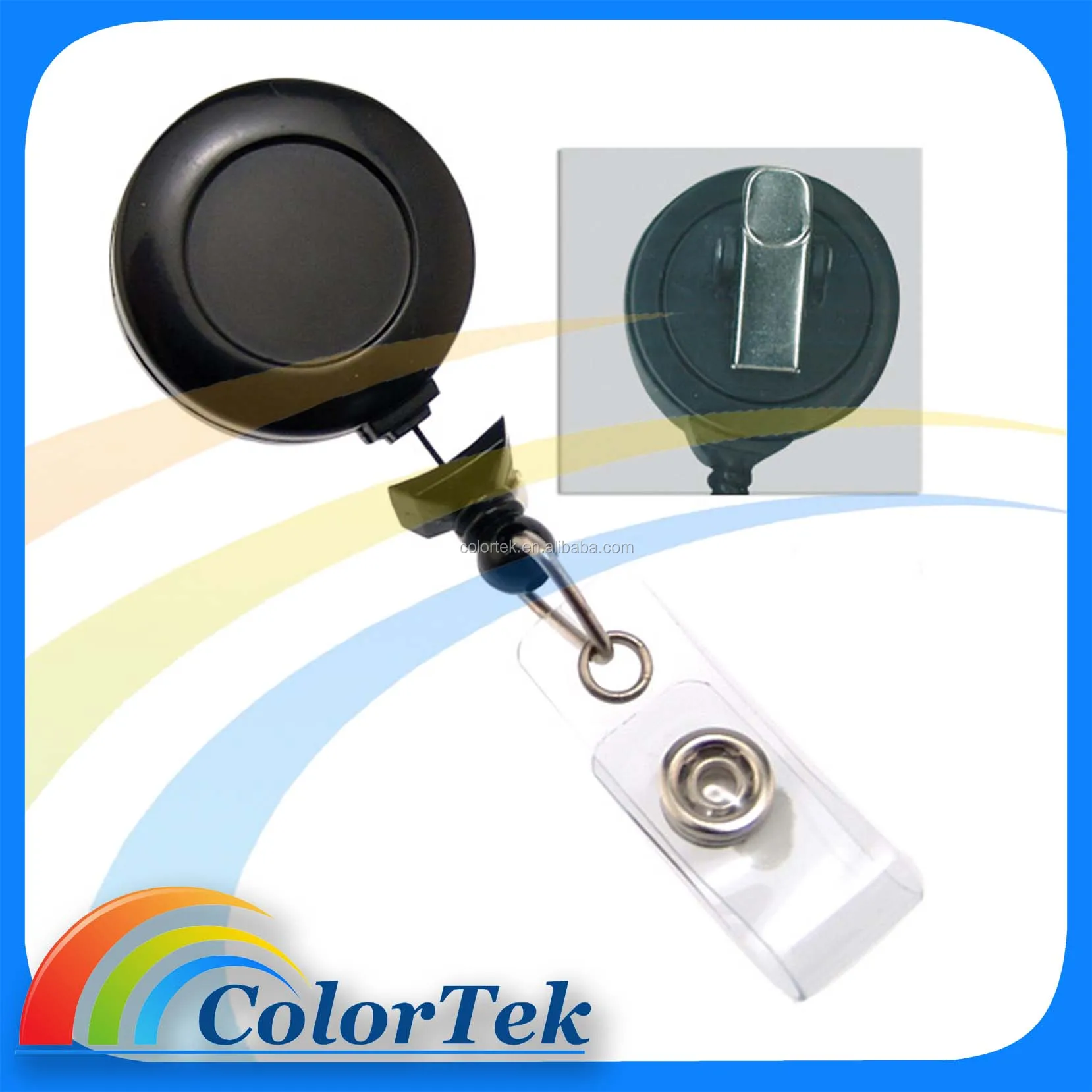 BRADY Swivel-Black No-Twist Badge Reel with swivel crocodile clip, clear vinyl strap 2120-7640