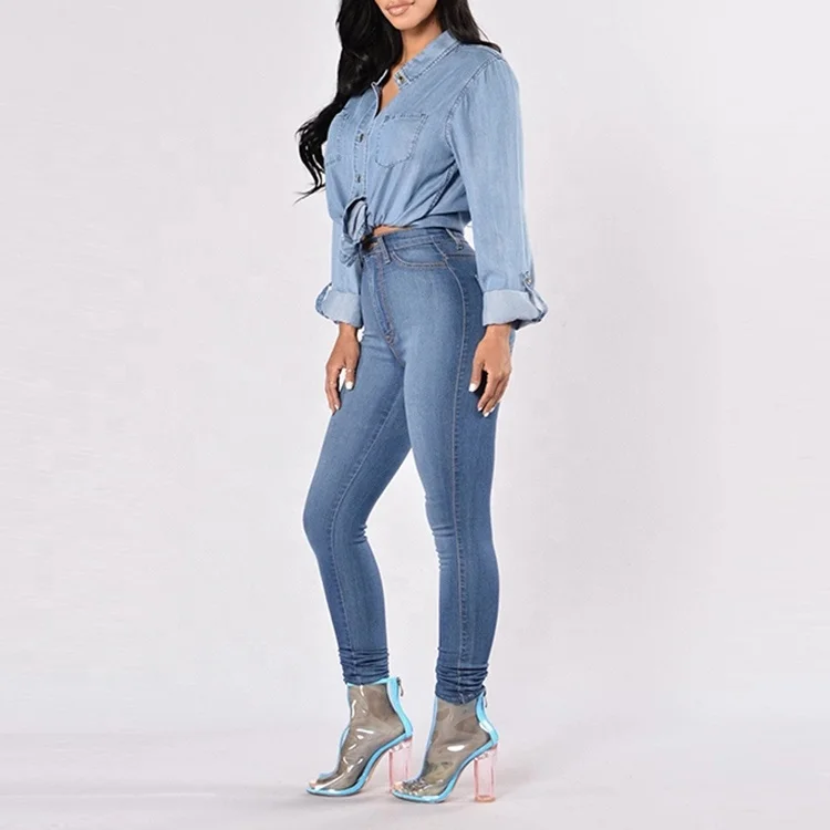 Popular top quality women ripped jeans made in China