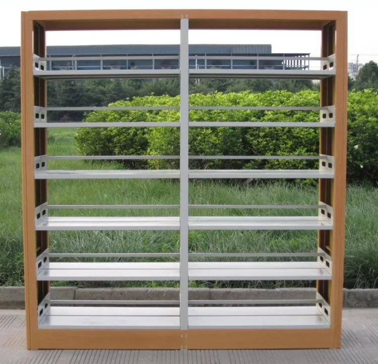 Powder Coating Knock Down Book Shelf School Steel Public Double Face Modern Tree Shaped Cheap Price Library Metal Bookshelf