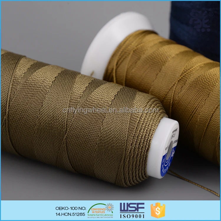 1050D/3 Tex350 Tickets9 100%polyester Filament Sewing Thread 100% Polyester Mercerized Free Sample ISO9001 X-heavy Weight 1050D