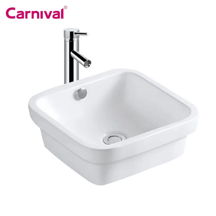 Bathroom square shaep popular design glossy white color Waschbecken washroom face wash basin lavabo counter top sink V149