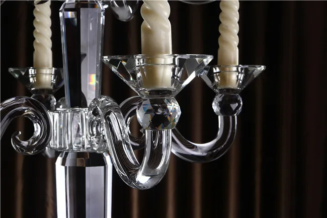 9 arms glass crystal candelabra for wedding table centerpieces