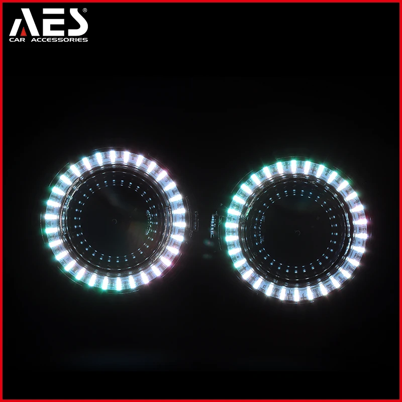 AES Hot Sale hid projector lens bi xenon headlight app control LED angel eyes ring
