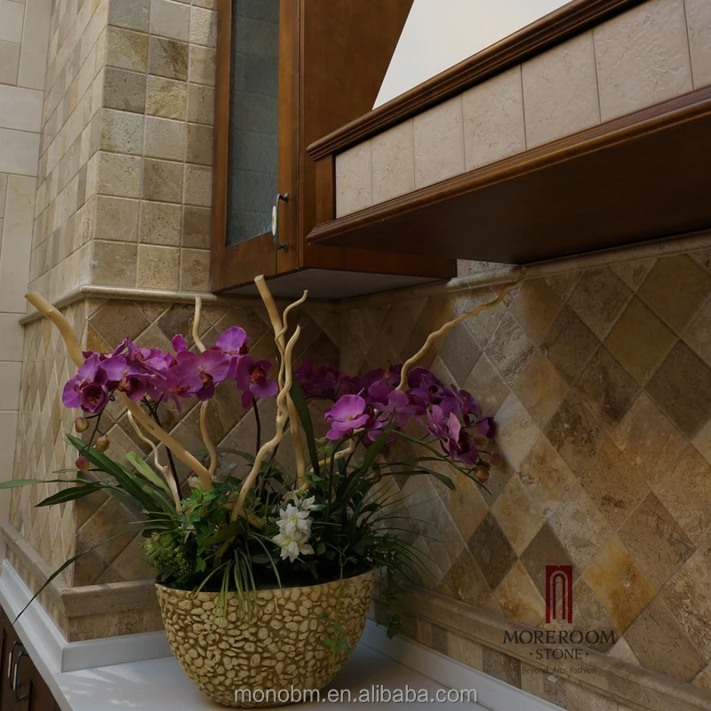 Beige Marble Stone Tiles Kitchen Wall Tiles Photo Marble Kitchen Wall Covering Marble Mosaic Bathroom Wall Tile design picture