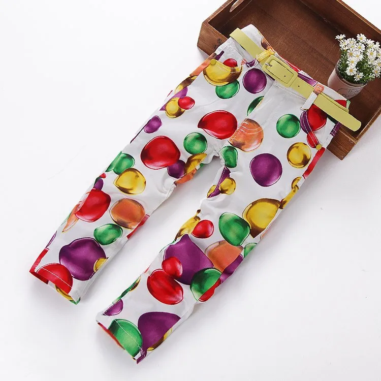 
Retail Autumn Children Girls Straight Pants Birds Diamond Print 