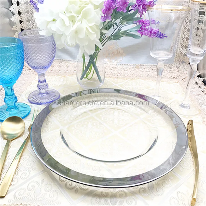 Cheap Wedding Table Decoration Gold/silver Rimmed Charger Plates
