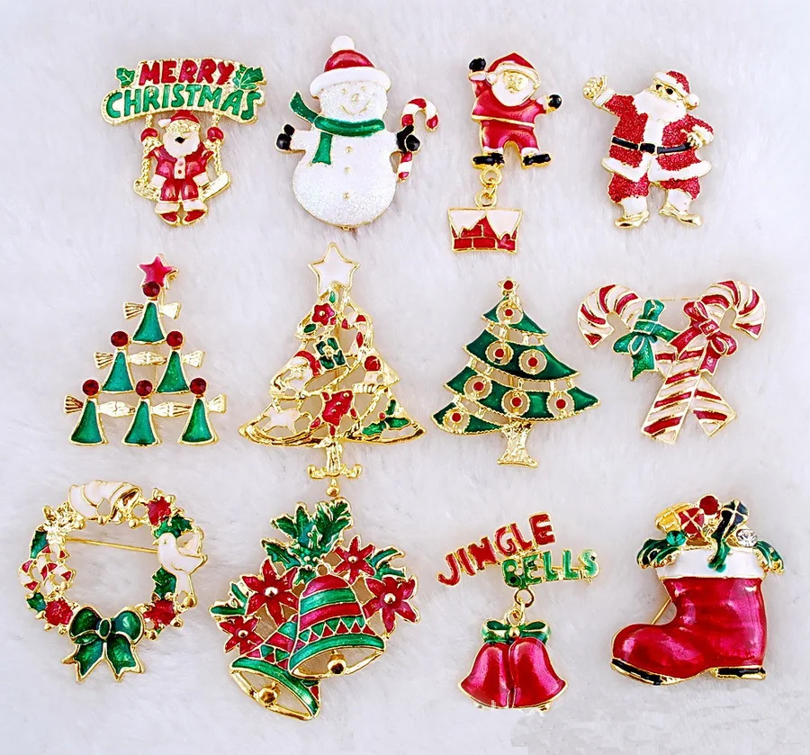 Promotional New design Christmas gift Custom enamel pin Festival Ornaments cartoon brooches