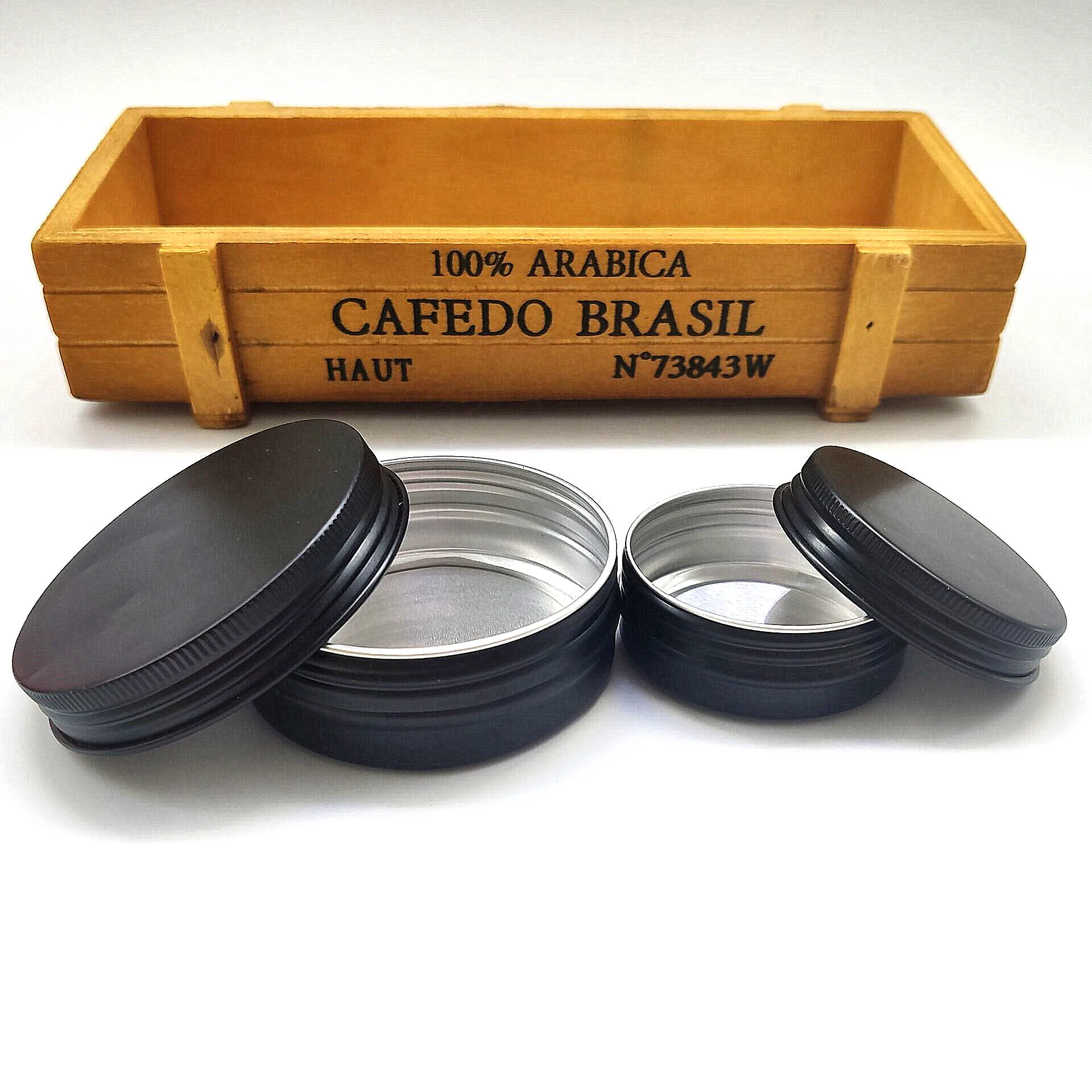 5ml 10ml 15ml 30ml 100ml primary color and black cosmetic aluminum jar with screw lid