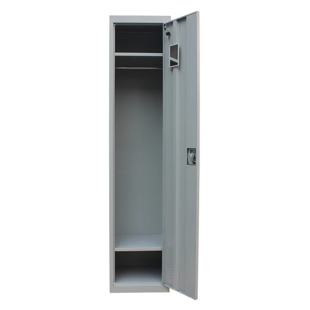 Light Grey Full Height Single Tier Metal Gym Dorm Storage Cabinet 1 Compartment Steel Locker
