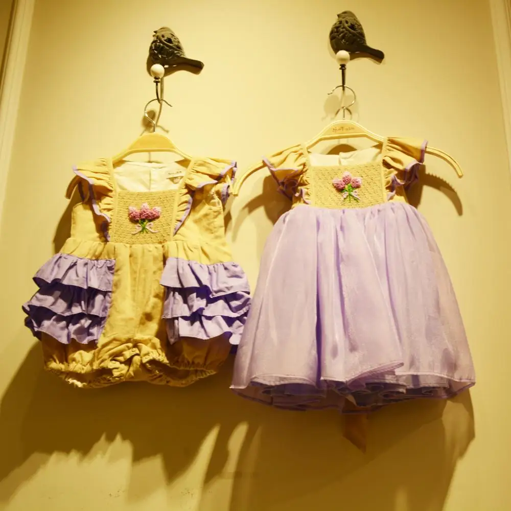 wholesale well dressed wolf remake lavender smocked dress for kids purple dress for girls