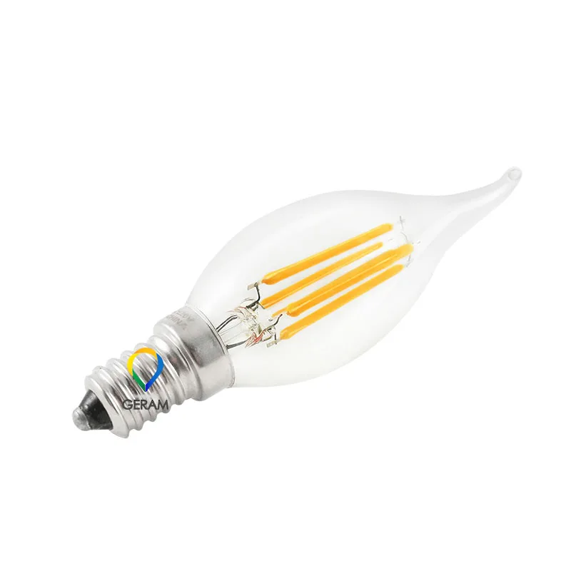C35 LED e12 e14 2W 4W 6W led flame tip effect dimmable led filament lamp