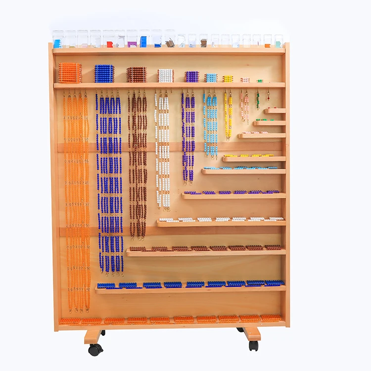 Wooden educational digital boards for schools learning math toys Set of beads and cabinet