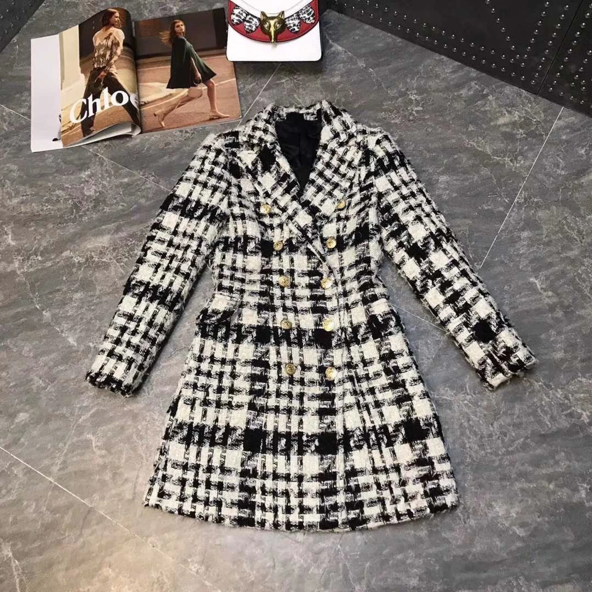 New Design Stock Elegant Celebrity Party  Woolen Woman Coat