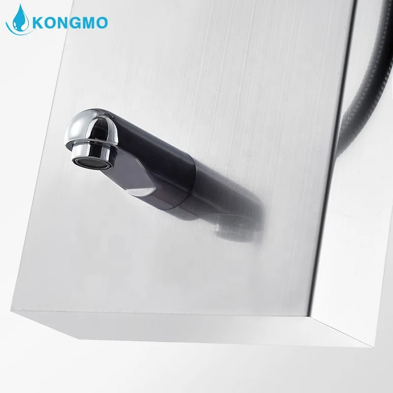 
LED Bathroom Shower Panel Multi-Function 304 Stainless Steel Wall Mounted Cold And Hot Water Amazon Hot Sales Matt Black 6025-3 