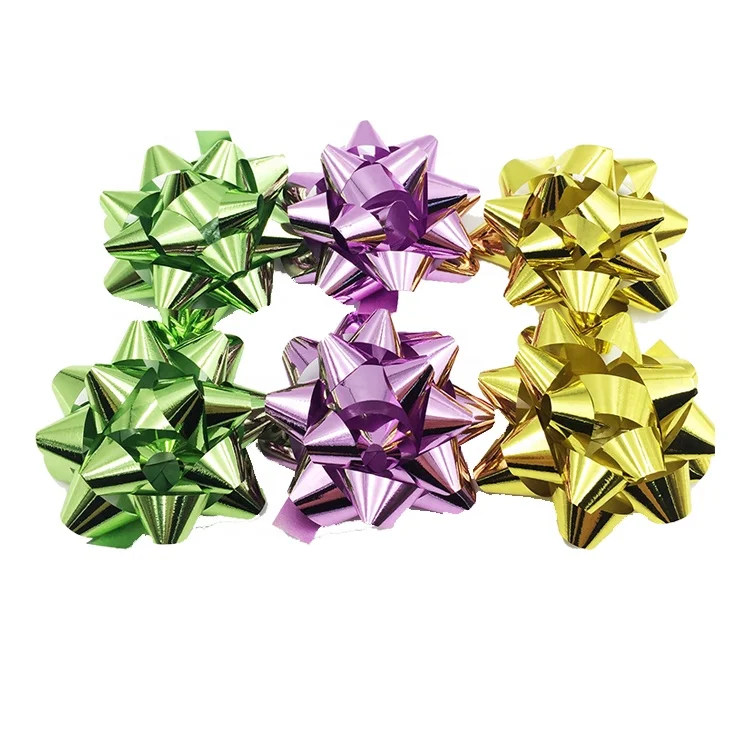 10 Colors 7cm Wholesale metallic custom color material mini big decoration Christmas star bow gift ribbon bow