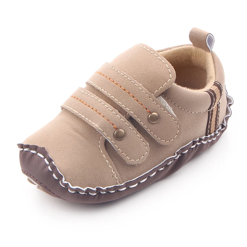 
New Arrival Leather Baby TPR Handmade Hard Sole Boys Walking Shoes 