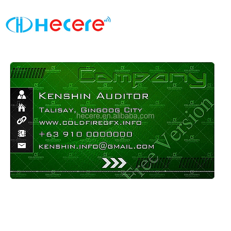 Printed nfc business card