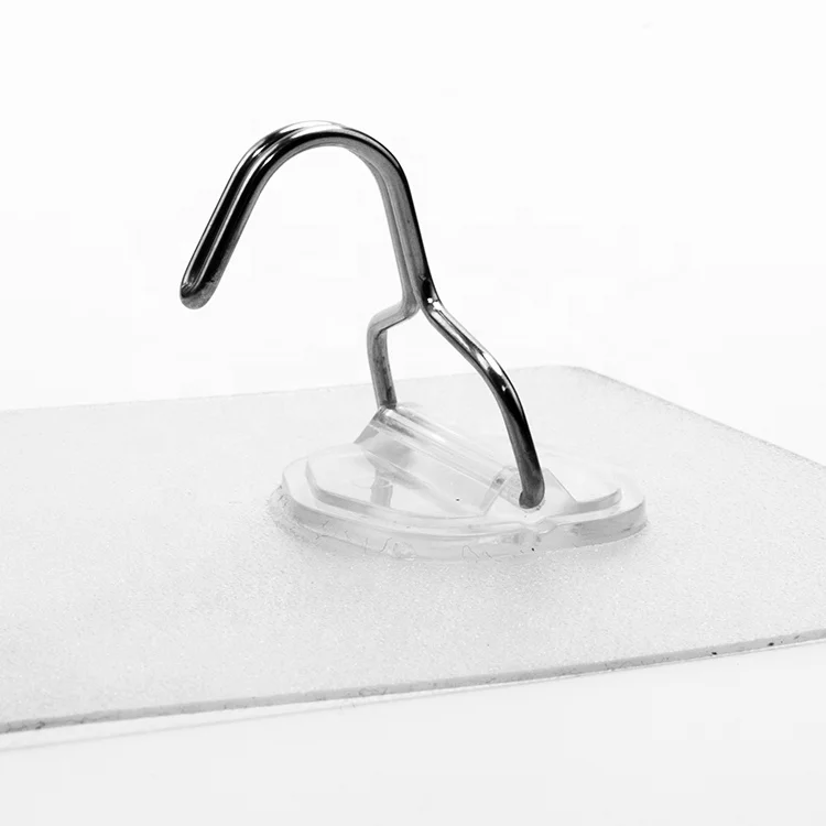Transparent Reusable Seamless Wall Hooks Heavy Duty Self Adhesive Hooks