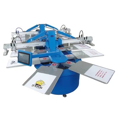 4 Colors Automatic Silk Screen Printing Equipment Rotating Screen Printing Machine For T Shirt