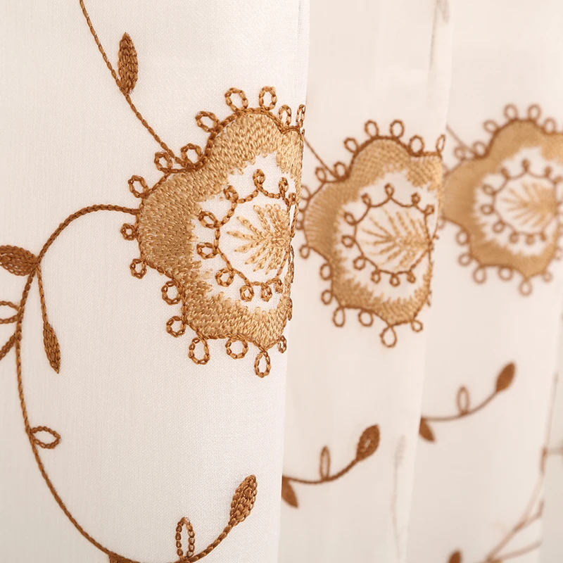Современная европейская роскошная занавеска из полиэстера с вышивкой и прикрепленными занавесками