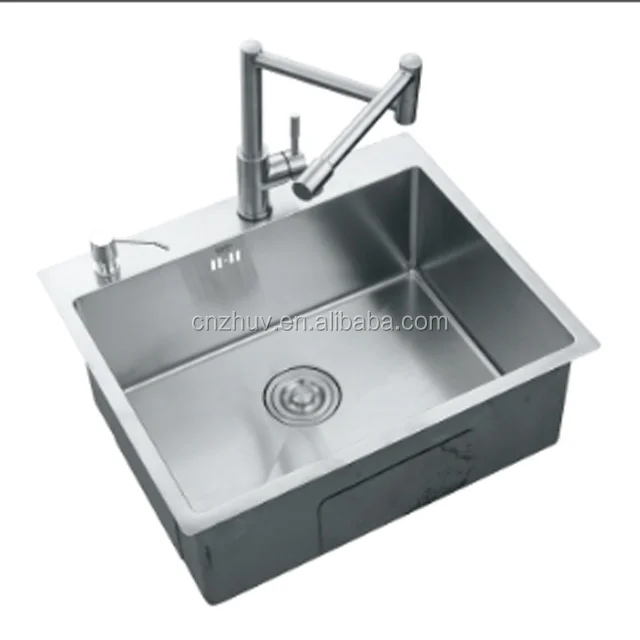 Handmade Single Bowl Brushed Above Counter Round Angle Kitchen Stainless Steel Sink