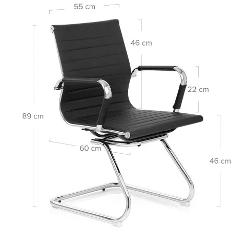 
European Low Back Black PU Computer Workstation Vistor Leather Office Chair Without Wheels 