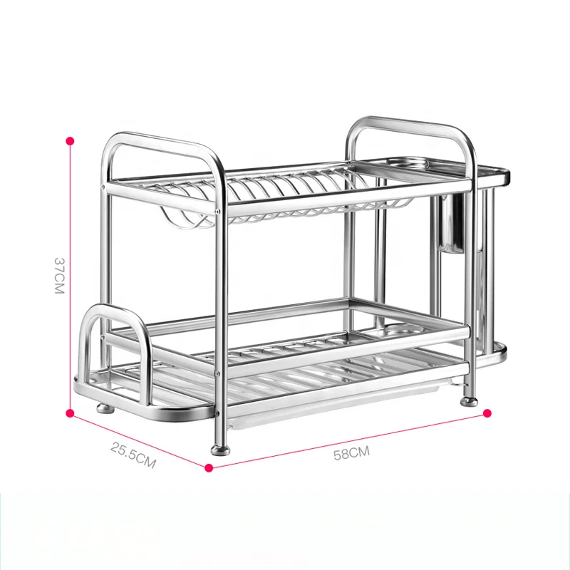 
Commercial Stainless Steel Dish Racks Hanging For Hot Sale 2 Tiers Cup Drying Holder 