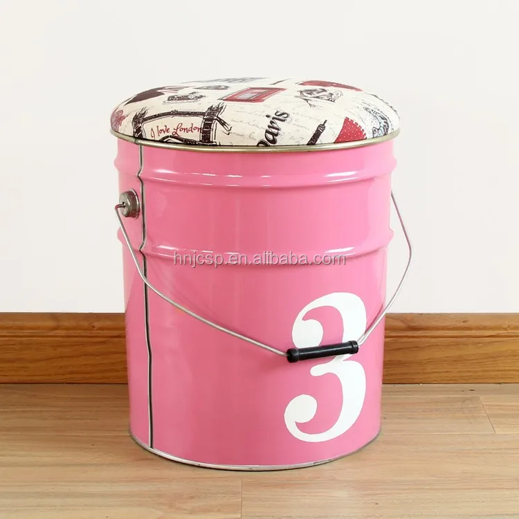 18L Multifunction Metal Barrel Bucket Stool Seat