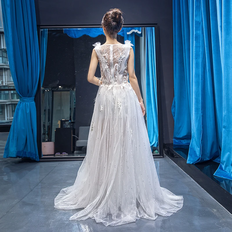 Jancember RSM66679 Unique style lace up corset back rhinestone appliques china wedding dress white ruffles wedding dress