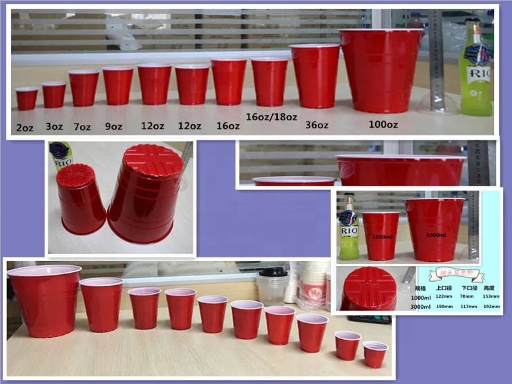 
36oz Disposable Plastic Solo Cup Party Red Beer Pong Cups 